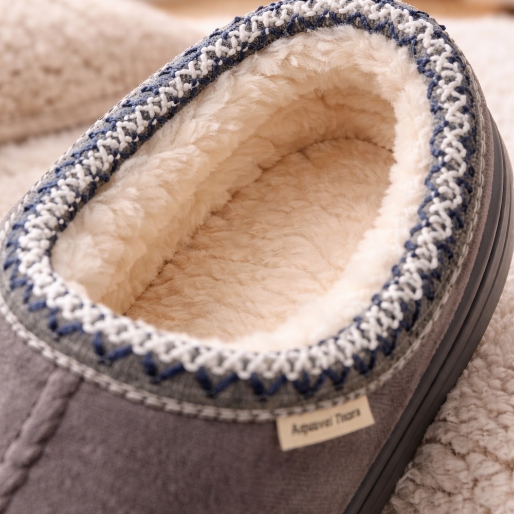 Cozy Memory Foam Slippers | Warm Faux Fur Lined | Indoor Outdoor | Gray - Picture 2 of 2